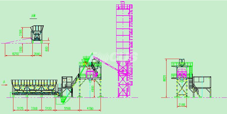 CAD de HZS50 Plantas De Concreto,Plantas De Hormigon,Plantas Dosificadoras De Concreto